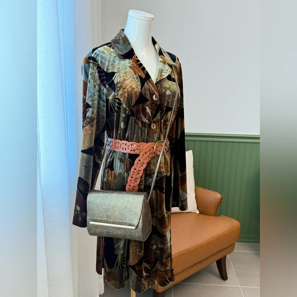 Vintage CLIO Velour/Velvet Dress olive green size US Medium EVC - Picture 4 of 6